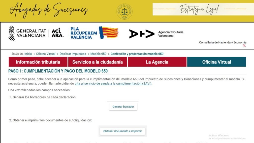 Modelo 650 comunidad valenciana